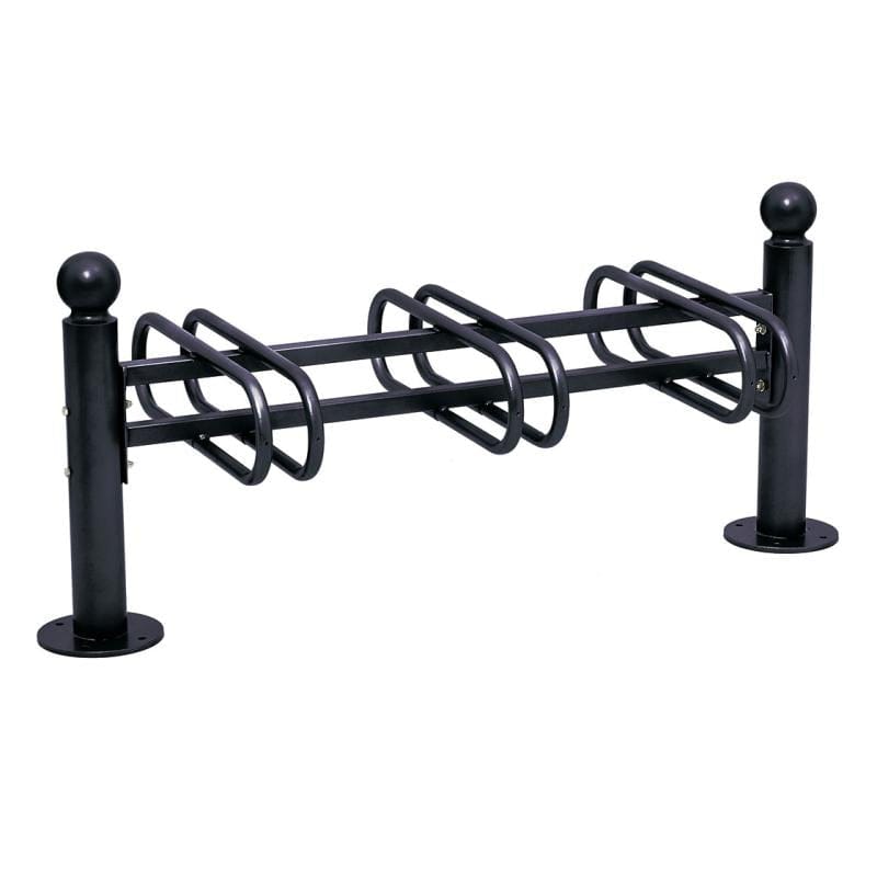 Cityscape Direct Province Bicycle Rack - Double Sided 3 Spaces / Black (RAL 9005) / Sphere