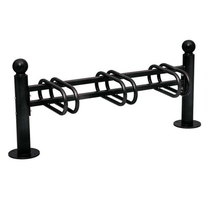 Cityscape Direct Province Bicycle Rack - Single Sided 3 Spaces / Black (RAL 9005) / Sphere