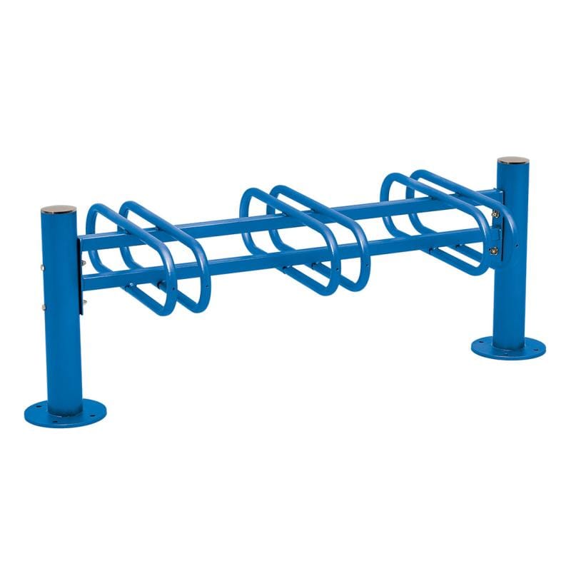 Cityscape Direct Province Bicycle Rack - Double Sided 3 Spaces / Blue (RAL 5010) / Brushed Steel