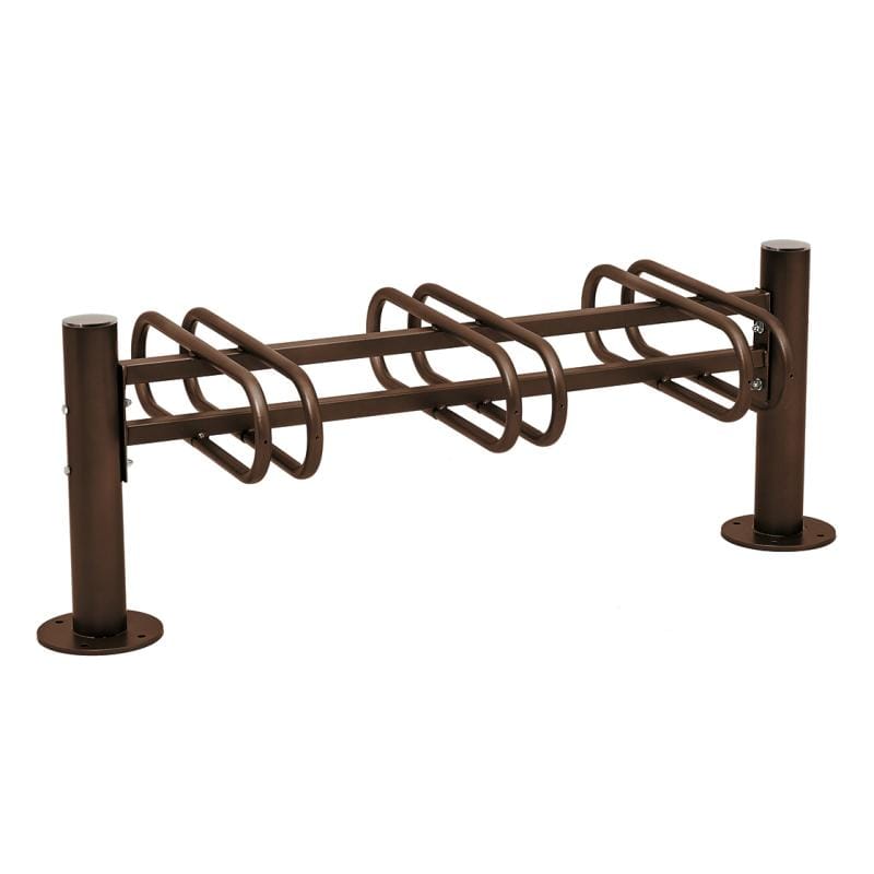 Cityscape Direct Province Bicycle Rack - Double Sided 3 Spaces / Brown (RAL 8017) / Brushed Steel