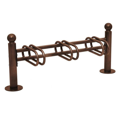 Cityscape Direct Province Bicycle Rack - Single Sided 3 Spaces / Brown (RAL 8017) / Sphere