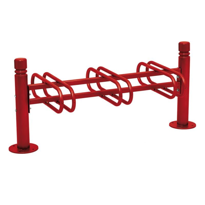 Cityscape Direct Province Bicycle Rack - Double Sided 3 Spaces / Burgundy (RAL 3004) / City