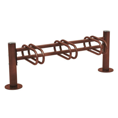 Cityscape Direct Province Bicycle Rack - Single Sided 3 Spaces / Corten Effect / Brushed Steel
