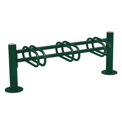 Cityscape Direct Province Bicycle Rack - Single Sided 3 Spaces / Green (RAL 6005) / Brushed Steel