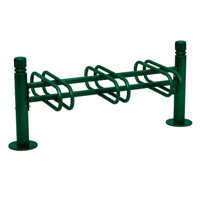 Cityscape Direct Province Bicycle Rack - Double Sided 3 Spaces / Green (RAL 6005) / City