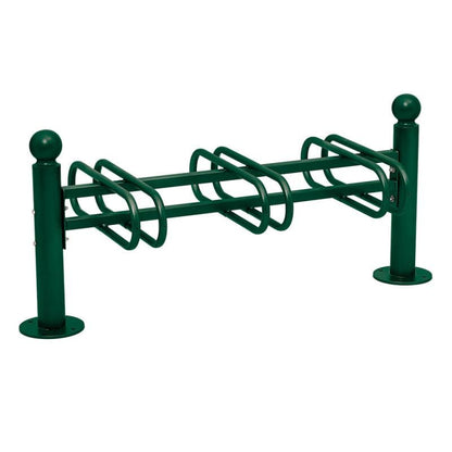 Cityscape Direct Province Bicycle Rack - Double Sided 3 Spaces / Green (RAL 6005) / Sphere