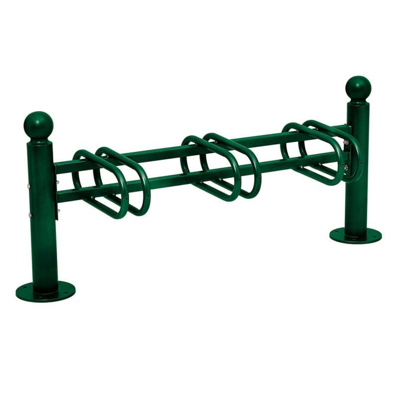 Cityscape Direct Province Bicycle Rack - Single Sided 3 Spaces / Green (RAL 6005) / Sphere