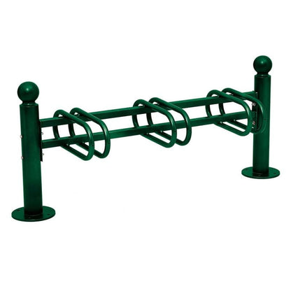 Cityscape Direct Province Bicycle Rack - Single Sided 3 Spaces / Green (RAL 6005) / Sphere