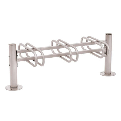 Cityscape Direct Province Bicycle Rack - Double Sided 3 Spaces / Light Grey (RAL 7044) / Brushed Steel
