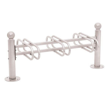 Cityscape Direct Province Bicycle Rack - Double Sided 3 Spaces / Light Grey (RAL 7044) / Sphere
