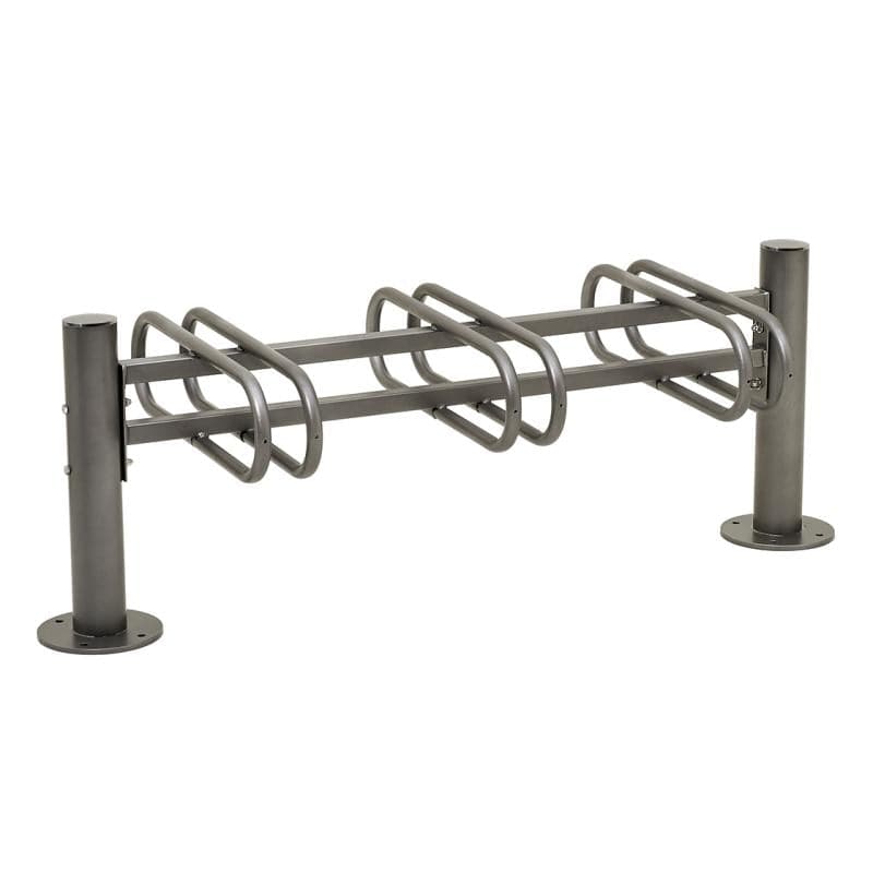 Cityscape Direct Province Bicycle Rack - Double Sided 3 Spaces / Procity Grey / Brushed Steel