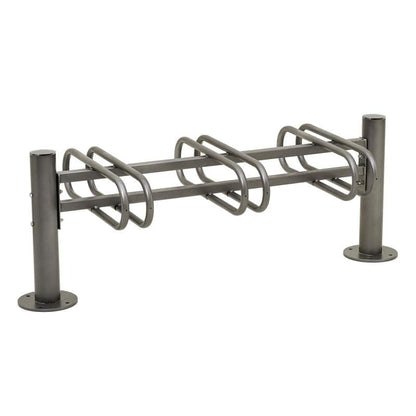 Cityscape Direct Province Bicycle Rack - Double Sided 3 Spaces / Procity Grey / Brushed Steel