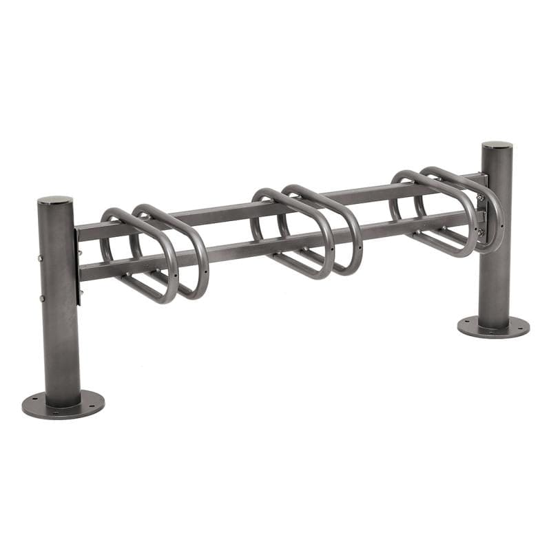 Cityscape Direct Province Bicycle Rack - Single Sided 3 Spaces / Procity Grey / Brushed Steel