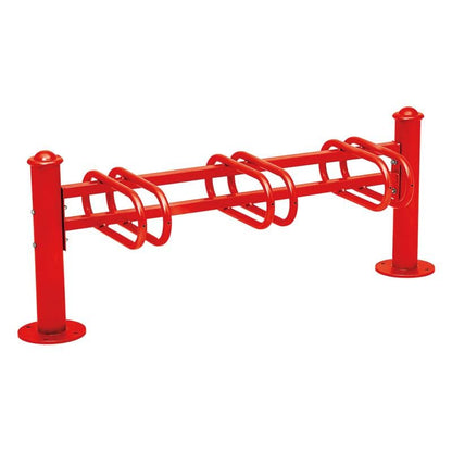 Cityscape Direct Province Bicycle Rack - Single Sided 3 Spaces / Red (RAL 3020) / Agora