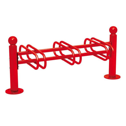 Cityscape Direct Province Bicycle Rack - Double Sided 3 Spaces / Red (RAL 3020) / Sphere
