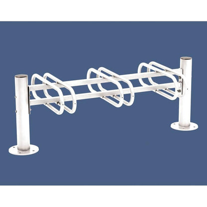 Cityscape Direct Province Bicycle Rack - Double Sided 3 Spaces / White (RAL 9010) / Brushed Steel