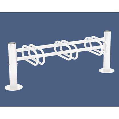 Cityscape Direct Province Bicycle Rack - Single Sided 3 Spaces / White (RAL 9010) / Brushed Steel