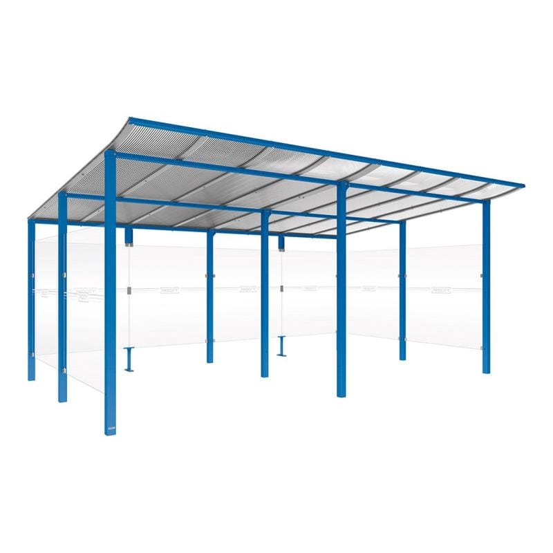 Cityscape Direct Modulo Bicycle Shelter 3400mm / Blue (RAL 5010) / Single + Extension Unit (Full Cladding)