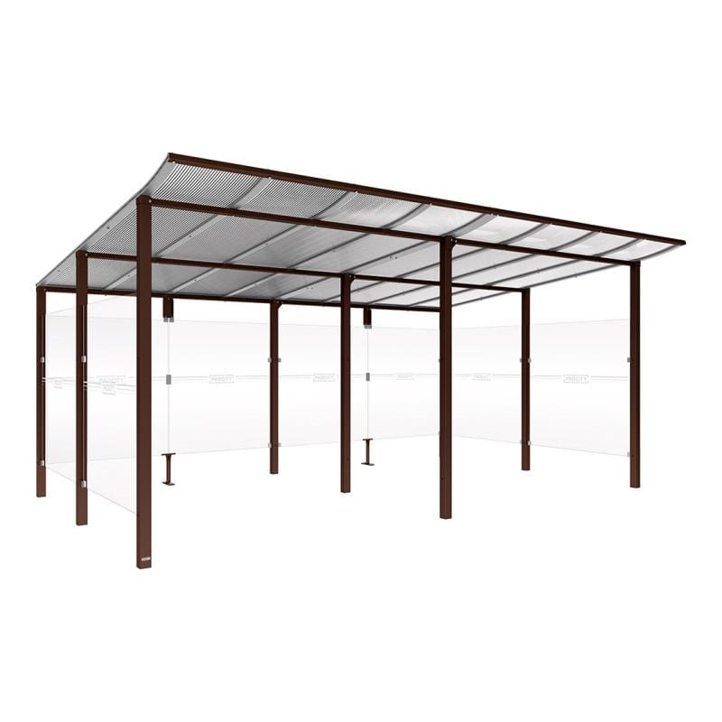 Cityscape Direct Modulo Bicycle Shelter 3400mm / Brown (RAL 8017) / Single + Extension Unit (Full Cladding)