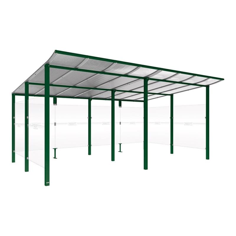 Cityscape Direct Modulo Bicycle Shelter 3400mm / Green (RAL 6005) / Single + Extension Unit (Full Cladding)