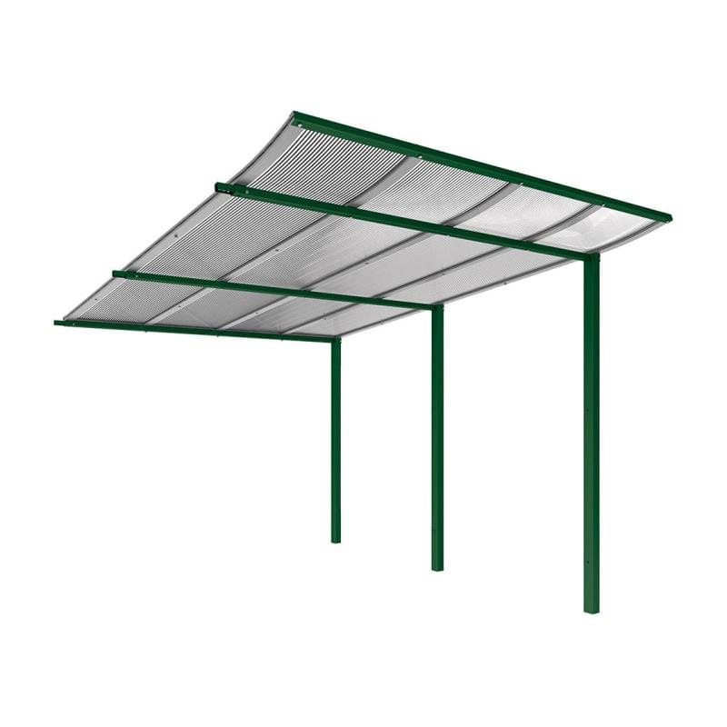 Cityscape Direct Modulo Bicycle Shelter 3400mm / Green (RAL 6005) / Single + Extension Unit (No Cladding)