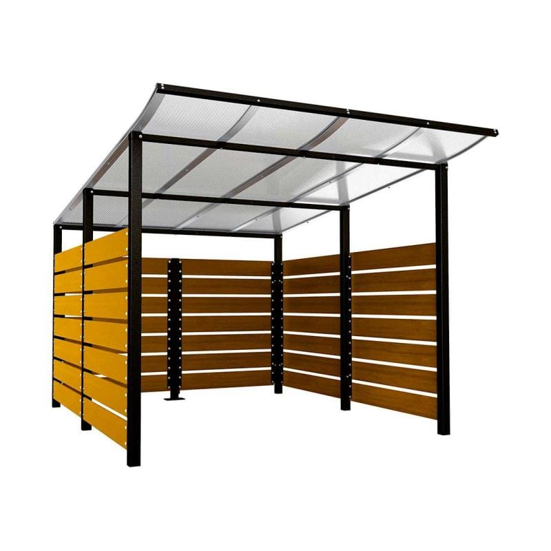 Cityscape Direct Modulo Wheelie Bin Enclosure (2500mm Wide) 3400mm / Light Oak / Black (RAL 9005)