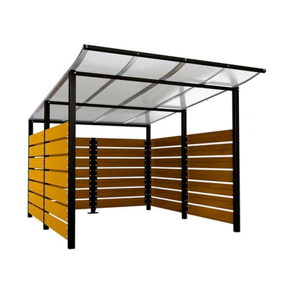 Cityscape Direct Modulo Wheelie Bin Enclosure (2500mm Wide) 3400mm / Light Oak / Black (RAL 9005)
