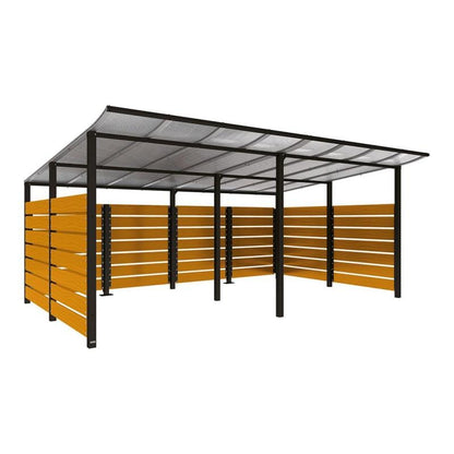 Cityscape Direct Modulo Wheelie Bin Enclosure (5000mm Wide) 3400mm / Light Oak / Black (RAL 9005)