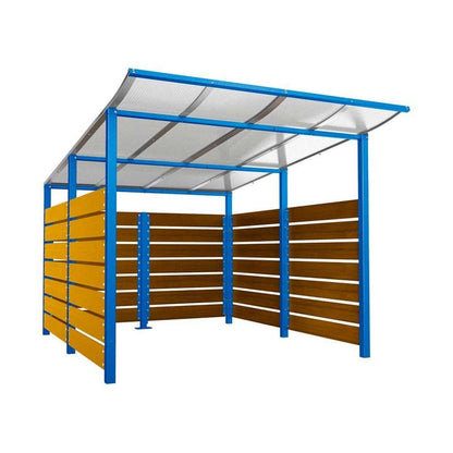 Cityscape Direct Modulo Wheelie Bin Enclosure (2500mm Wide) 3400mm / Light Oak / Blue (RAL 5010)
