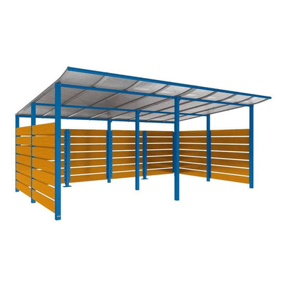 Cityscape Direct Modulo Wheelie Bin Enclosure (5000mm Wide) 3400mm / Light Oak / Blue (RAL 5010)