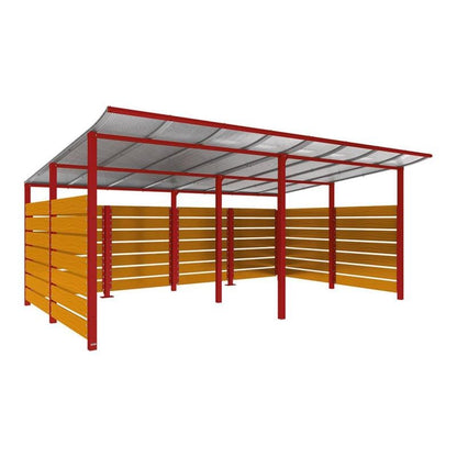 Cityscape Direct Modulo Wheelie Bin Enclosure (5000mm Wide) 3400mm / Light Oak / Burgundy (RAL 3004)