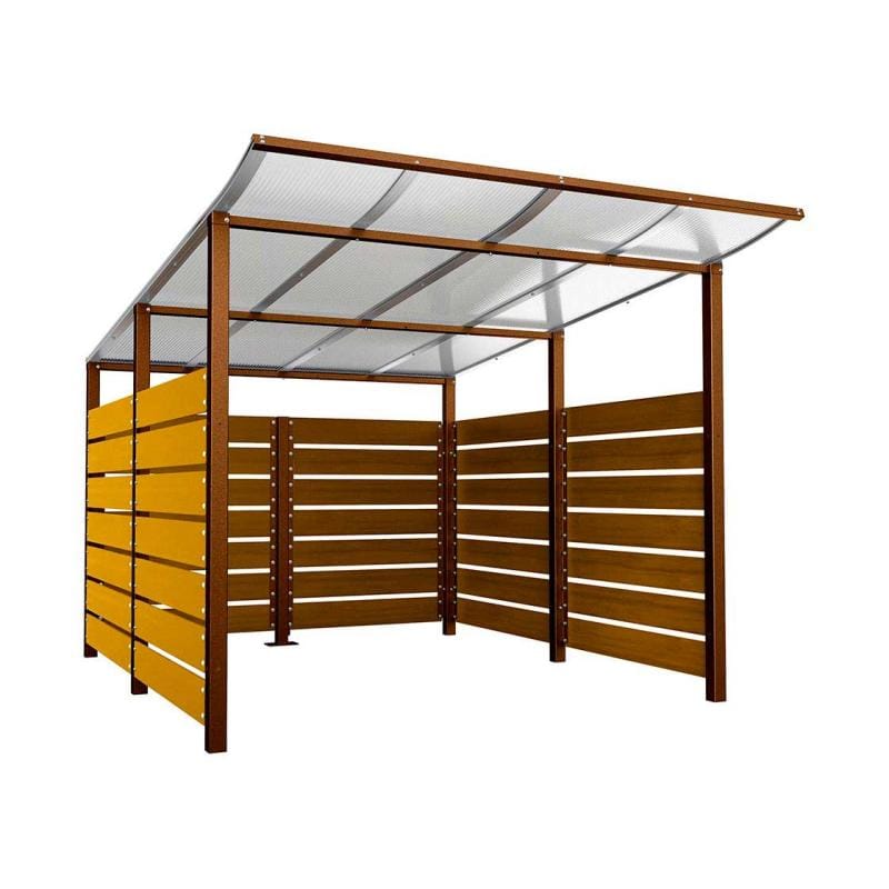 Cityscape Direct Modulo Wheelie Bin Enclosure (2500mm Wide) 3400mm / Light Oak / Corten Effect