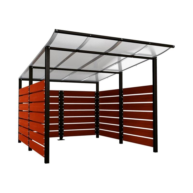 Cityscape Direct Modulo Wheelie Bin Enclosure (2500mm Wide) 3400mm / Mahogany / Black (RAL 9005)