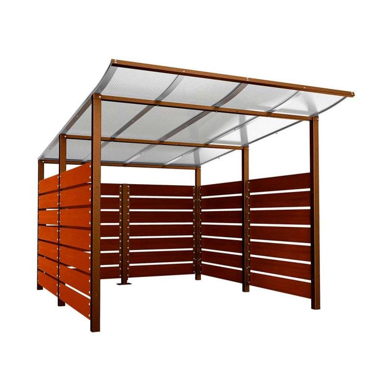 Cityscape Direct Modulo Wheelie Bin Enclosure (2500mm Wide) 3400mm / Mahogany / Corten Effect
