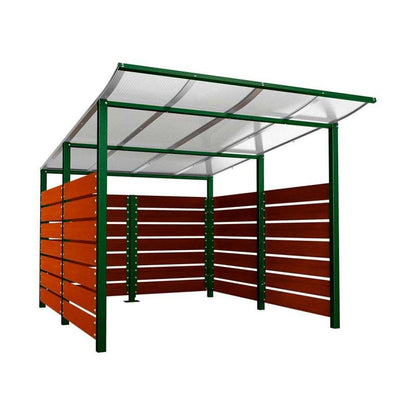 Cityscape Direct Modulo Wheelie Bin Enclosure (2500mm Wide) 3400mm / Mahogany / Green (RAL 6005)