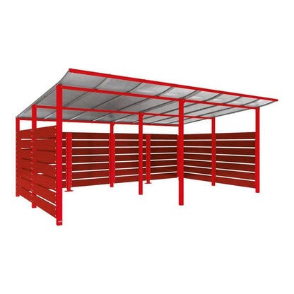 Cityscape Direct Modulo Wheelie Bin Enclosure (5000mm Wide) 3400mm / Mahogany / Red (RAL 3020)