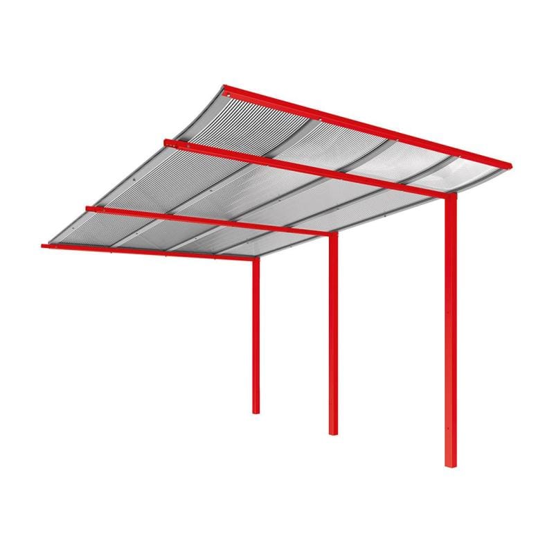 Cityscape Direct Modulo Bicycle Shelter 3400mm / Red (RAL 3020) / Single + Extension Unit (No Cladding)