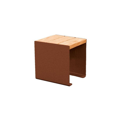 Cityscape Direct Kube Bench (Steel and Wood) 450mm / Light Oak / Corten Effect