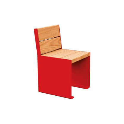 Cityscape Direct Kube Seat (Steel and Wood) 450mm / Light Oak / Red (RAL 3020)