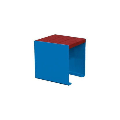 Cityscape Direct Kube Bench (Steel and Wood) 450mm / Mahogany / Blue (RAL 5010)