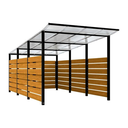 Cityscape Direct Modulo Wheelie Bin Enclosure (2500mm Wide) 4800mm / Light Oak / Black (RAL 9005)