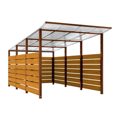 Cityscape Direct Modulo Wheelie Bin Enclosure (2500mm Wide) 4800mm / Light Oak / Corten Effect