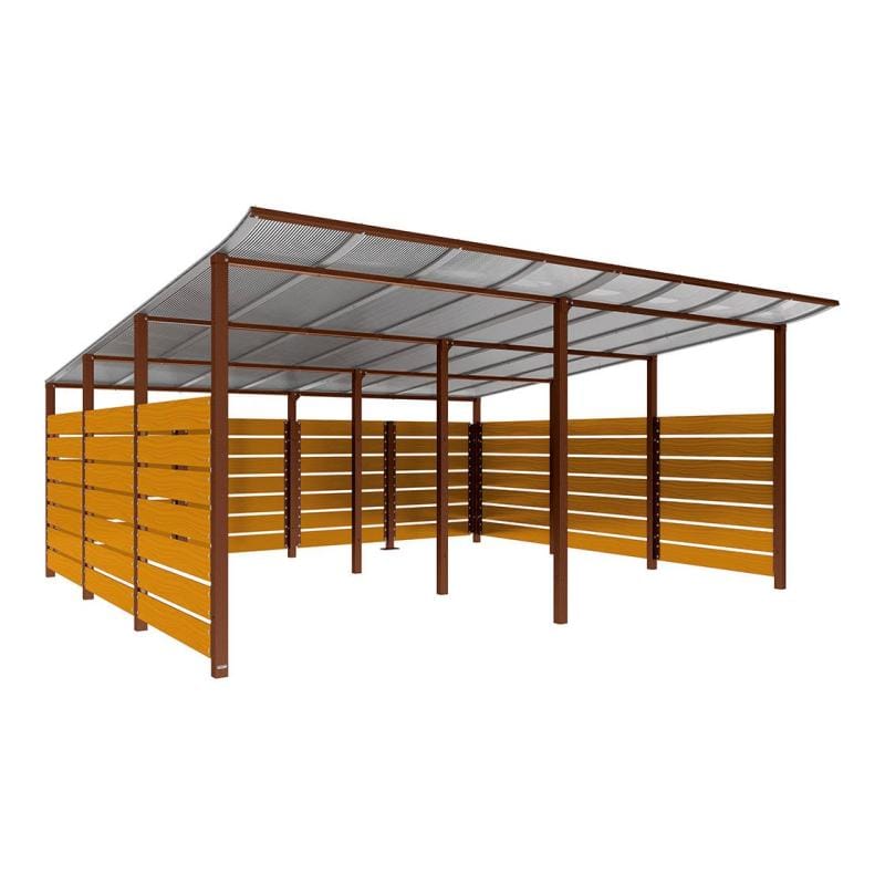 Cityscape Direct Modulo Wheelie Bin Enclosure (5000mm Wide) 4800mm / Light Oak / Corten Effect