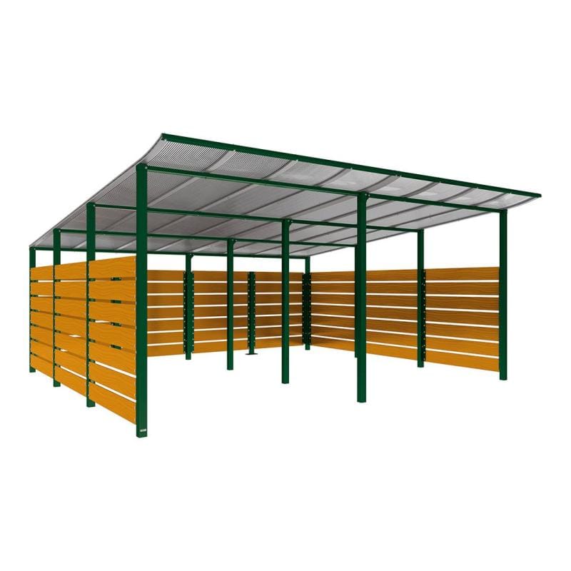 Cityscape Direct Modulo Wheelie Bin Enclosure (5000mm Wide) 4800mm / Light Oak / Green (RAL 6005)