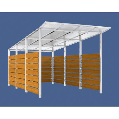 Cityscape Direct Modulo Wheelie Bin Enclosure (2500mm Wide) 4800mm / Light Oak / White (RAL 9010)