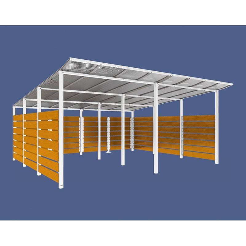 Cityscape Direct Modulo Wheelie Bin Enclosure (5000mm Wide) 4800mm / Light Oak / White (RAL 9010)