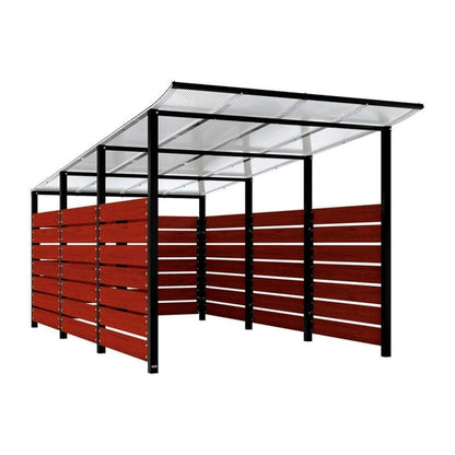 Cityscape Direct Modulo Wheelie Bin Enclosure (2500mm Wide) 4800mm / Mahogany / Black (RAL 9005)