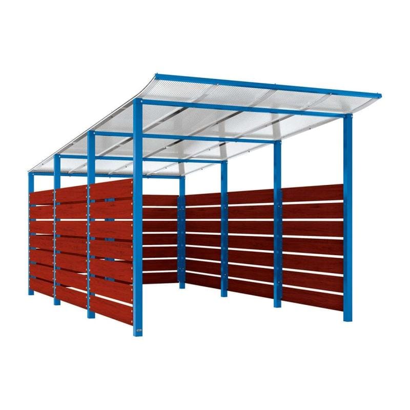 Cityscape Direct Modulo Wheelie Bin Enclosure (2500mm Wide) 4800mm / Mahogany / Blue (RAL 5010)