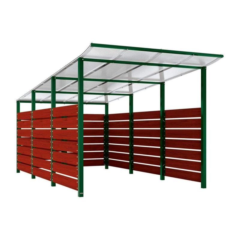 Cityscape Direct Modulo Wheelie Bin Enclosure (2500mm Wide) 4800mm / Mahogany / Green (RAL 6005)