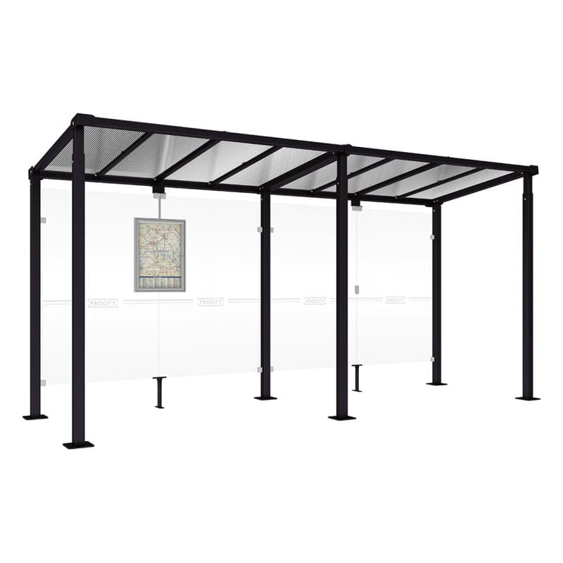 Cityscape Direct Milan Bus Shelter 5000mm / Black (RAL 9005) / No side cladding